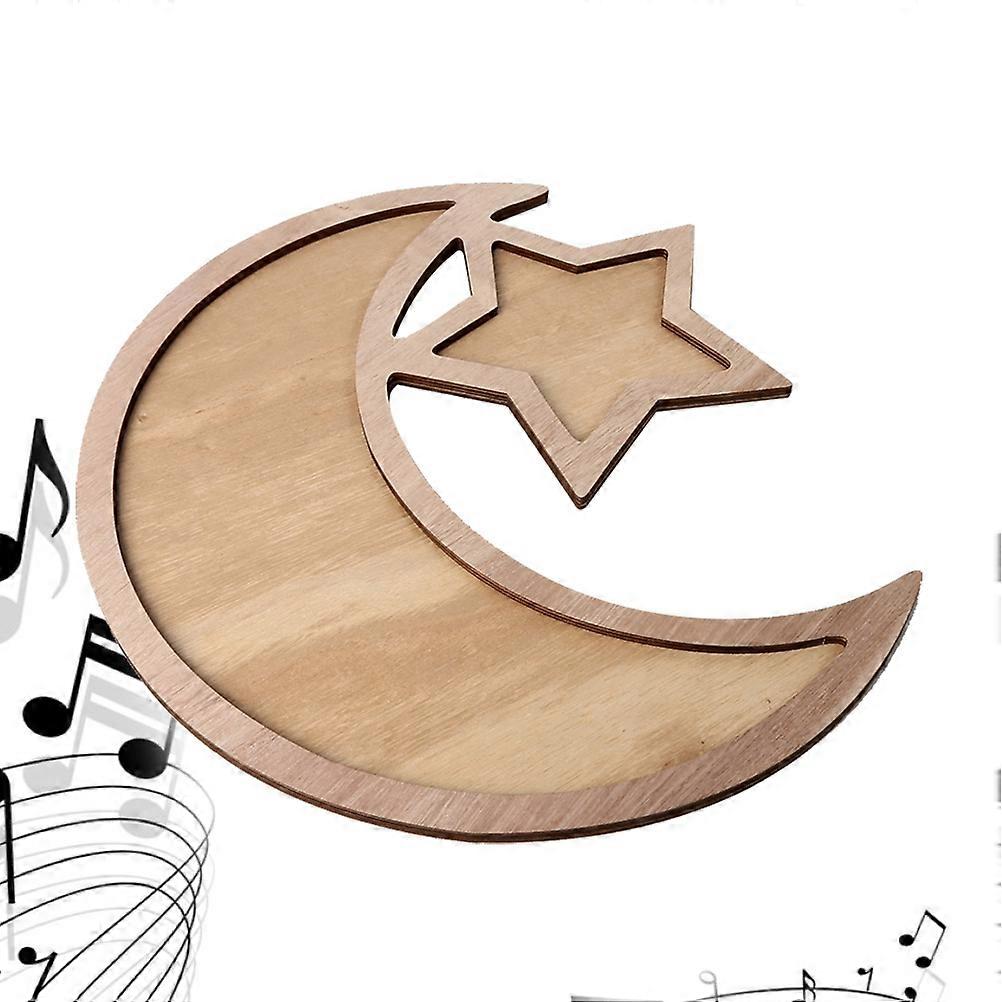 Eid Mubarak Dessert Tray Wooden Serving Platters Multipurpose Plates For Home And Table Decoration 1Pack