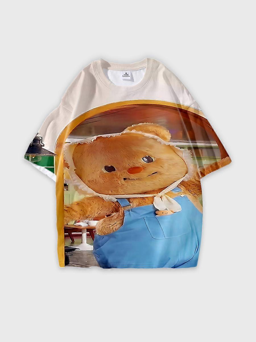 T-shirt round neck Pattern loose short sleeve B1275