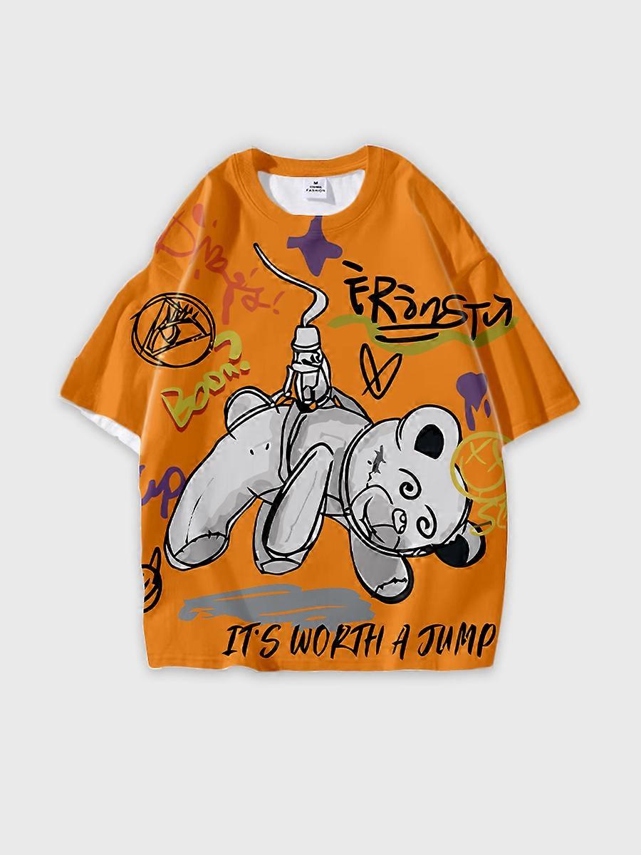 T-shirt round neck Pattern loose short sleeve C2822