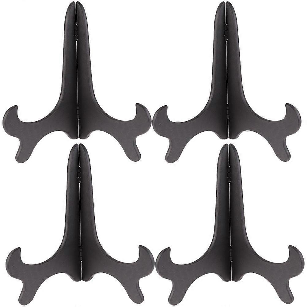 Black Plastic Display Stand for Plates Photos and Artwork Small Easel for Home Office Use 4 Pieces Portable