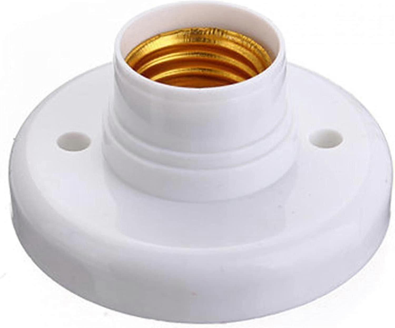 2 Pack E27 Bulb Socket, E27 Lamp Holder Round Plastic Screw Base Socket, Lamp Holder Holder E27 Wall Socket (white)