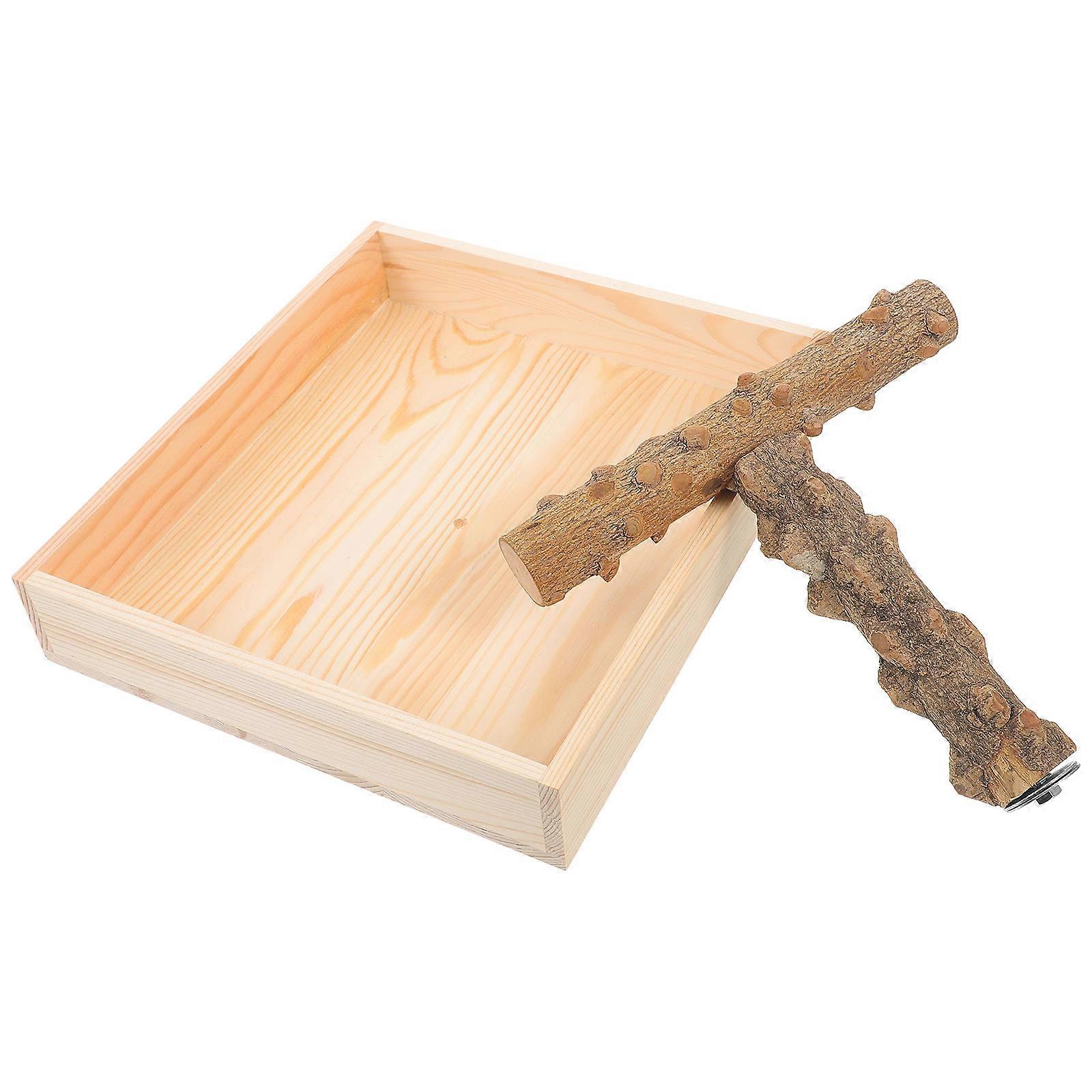 Wood Bird Perch Stand for Parrots and Small Pets Durable for Playing 7.5 Inches