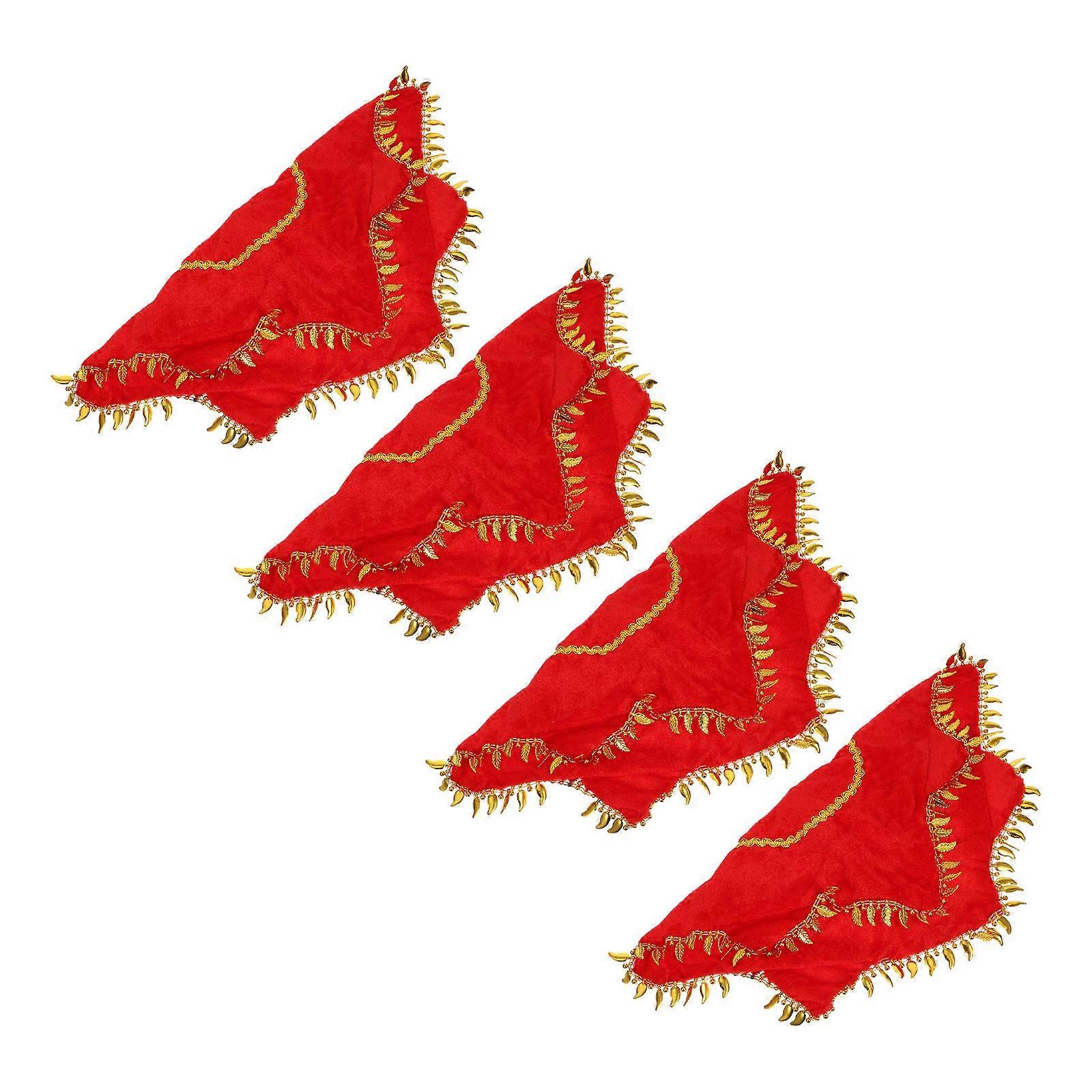 4pcs Red Dance Handkerchiefs for Performance – Lightweight, Durable Stage Props for Chinese Dance, Easy to Rotate, Ideal for Celebrations and Parties