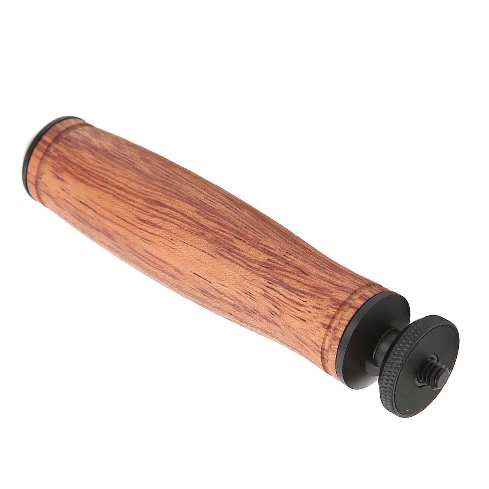 Camera Handle Grip Support Mount Handheld Wooden Handle Grip Mini Ball Head with 1/4 Inch Screw Hole for Camera Motion Capture Video