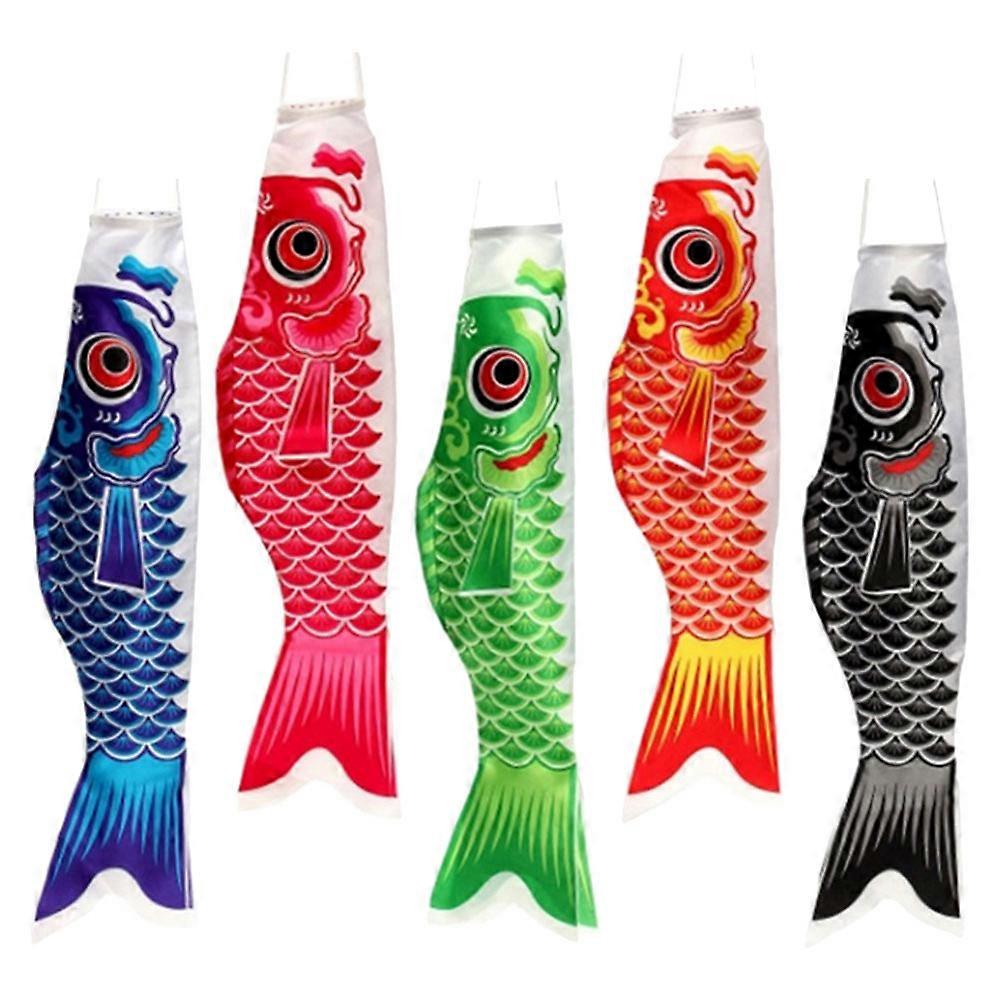 Carp Windsock Flag for Garden Hanging 5Pcs Assorted Color Satin Material
