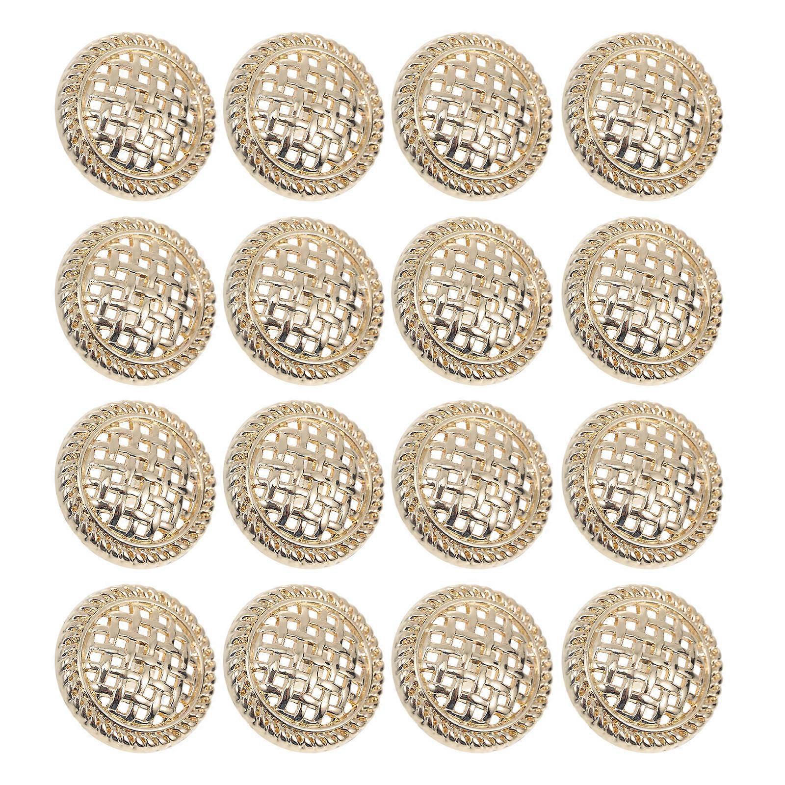 Shirt Sew-On Buttons Women Clothing Buttons Retro Style Hollow Metal Buttons Golden 20Pcs