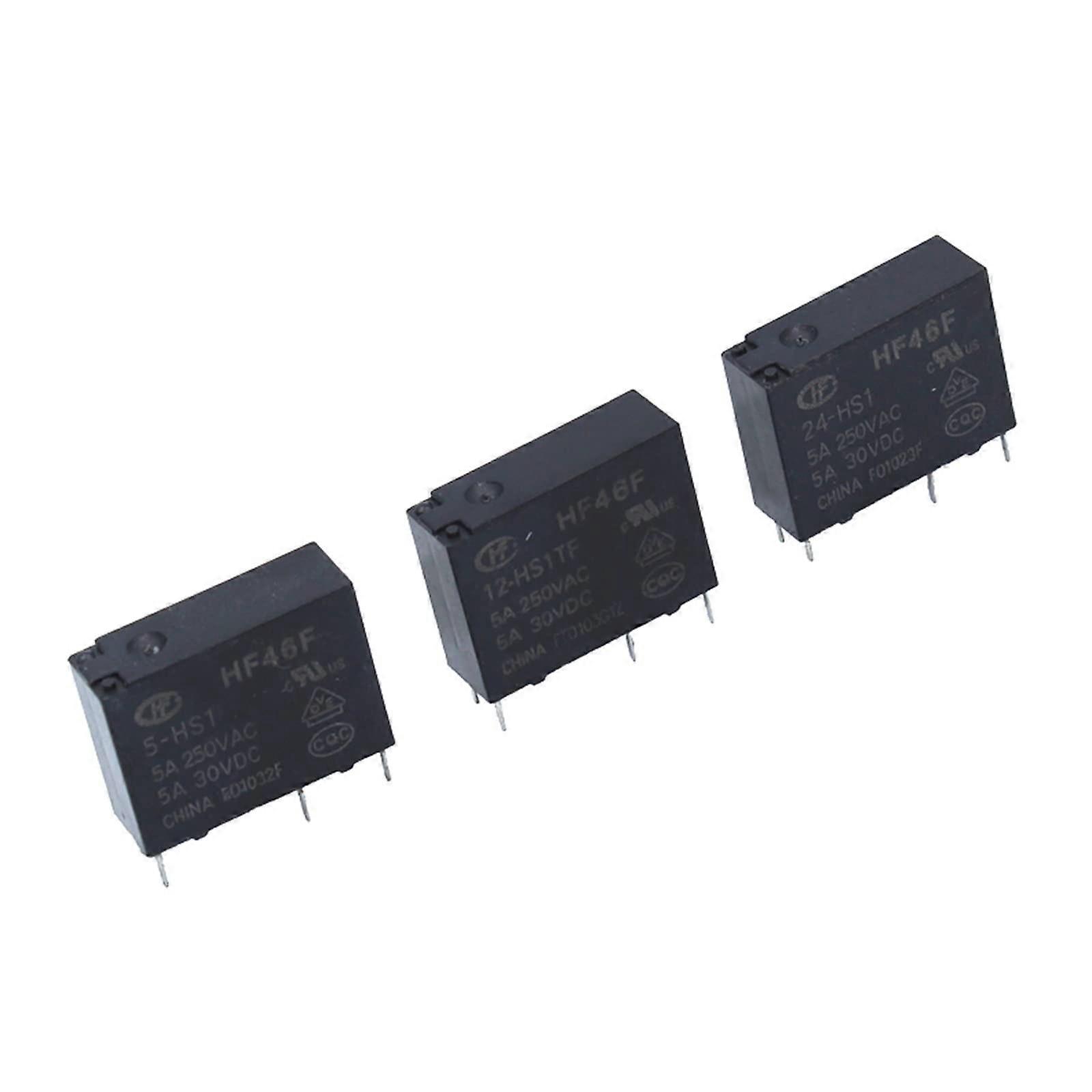 HF46F 5A 4Pin Relay 10PCS Normally Open 5V 12V 24V DC 250VAC Reliable Performance 4-Channel Output