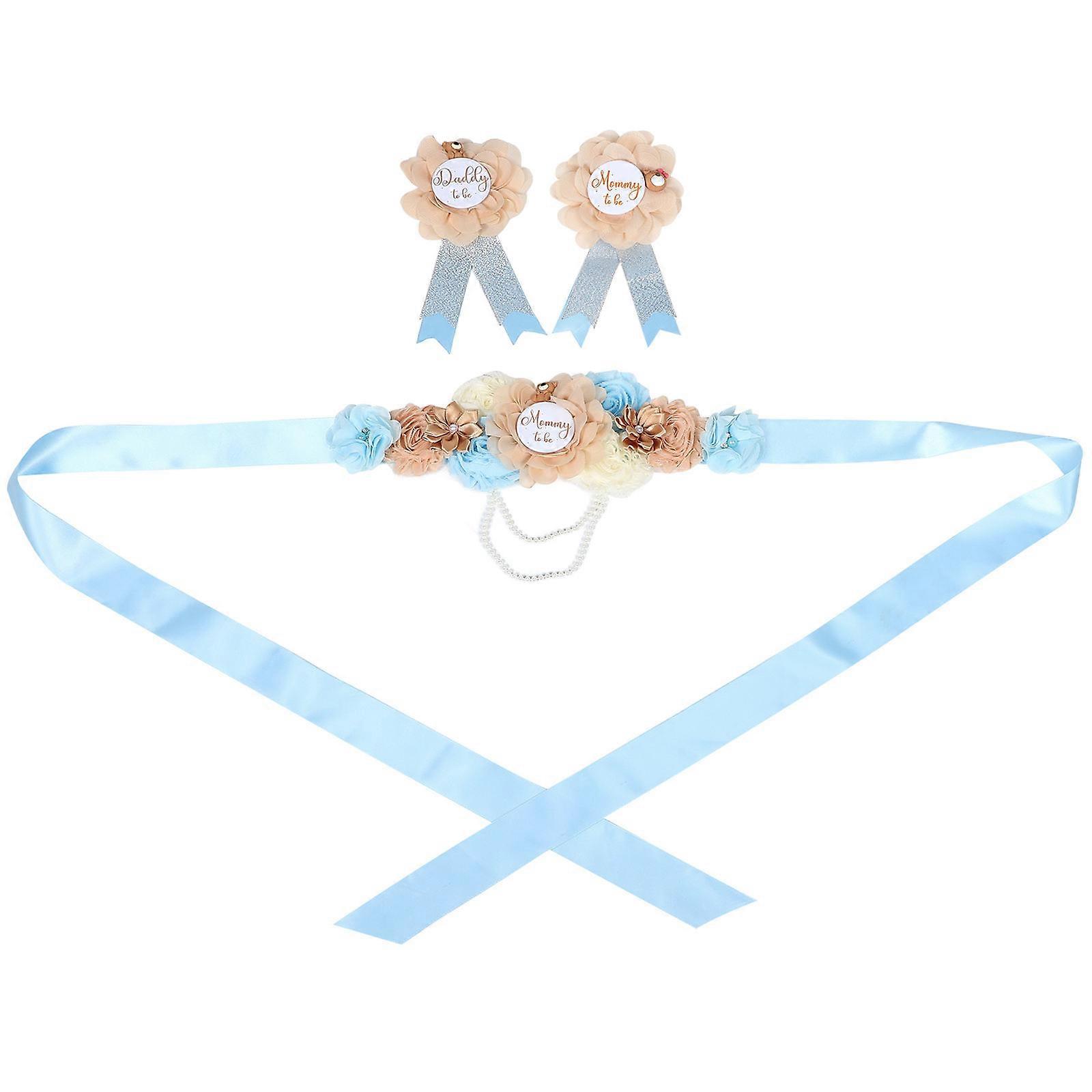 Mom To Be And Daddy To Be Corsage Set For Gender Reveal Party With Polyester And Ribbon Material In 3Pack