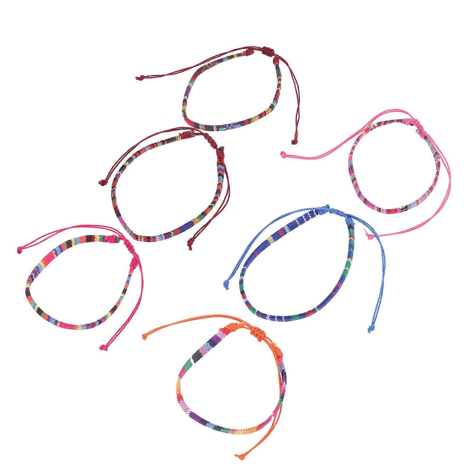 Adjustable Bohemian Friendship Anklets 6PCS Colorful Woven String Ankle Bracelets for Men & Women Ideal for Beach, Parties & Daily Wear