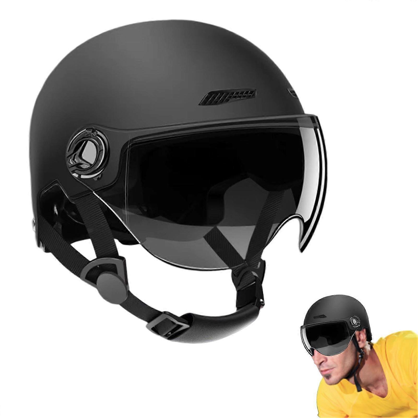 Lightweight Bicycle Helmet with Goggle Sun Visor, Adjustable EBike Helmet Black Ref: 3406