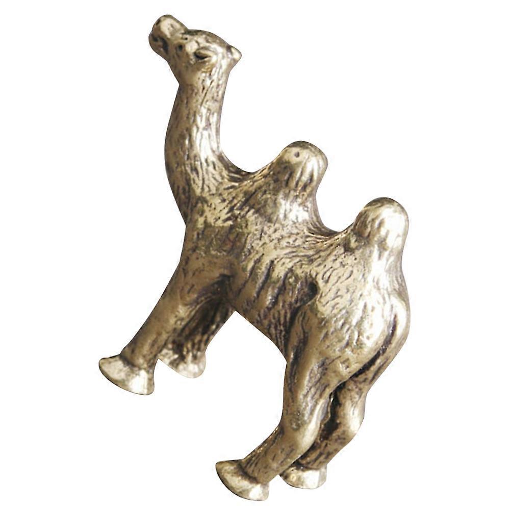 Retro Golden Brass Camel Statue for Home Decor Small Size Desktop Decoration