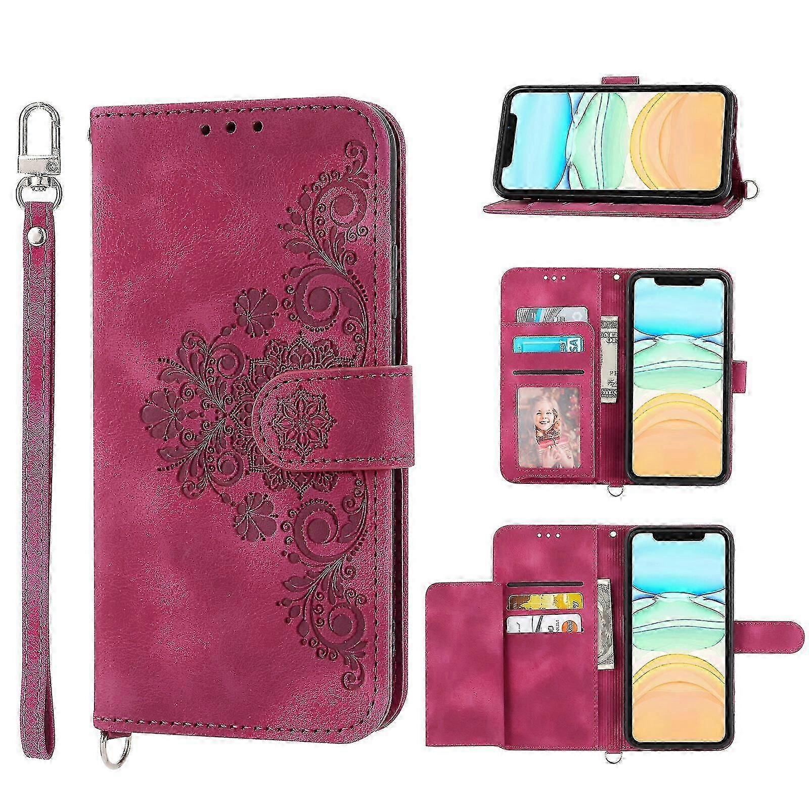 For iPhone 12 Mini Case, Leather Wallet Flip Case With Strap