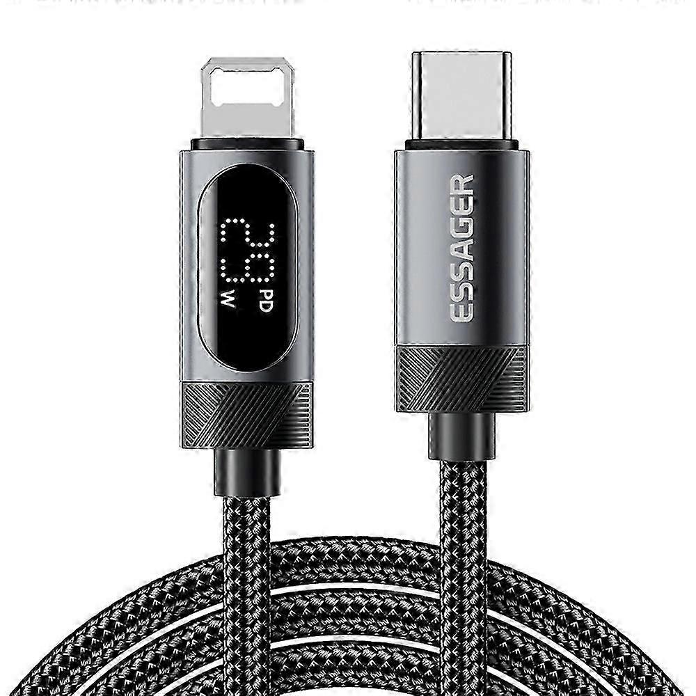 Type A ESSAGER 1m Data Cable 29W LED Display Fast Charging USB C to Lightning Braided Data Cord