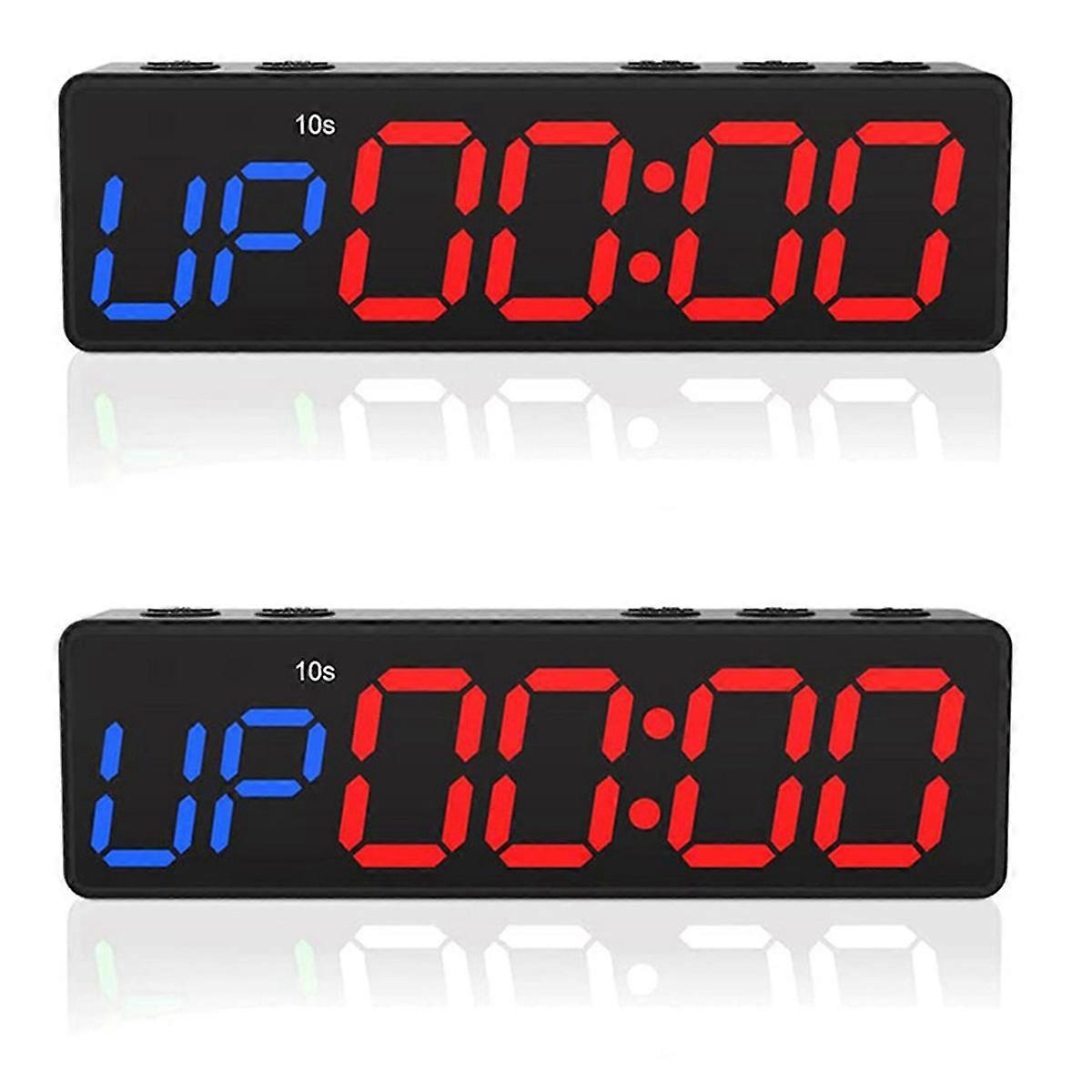 2X Workout Clock with Battery, Portable Mini Gym Timer with Built-in Magnet for Home Gym,Programmabl