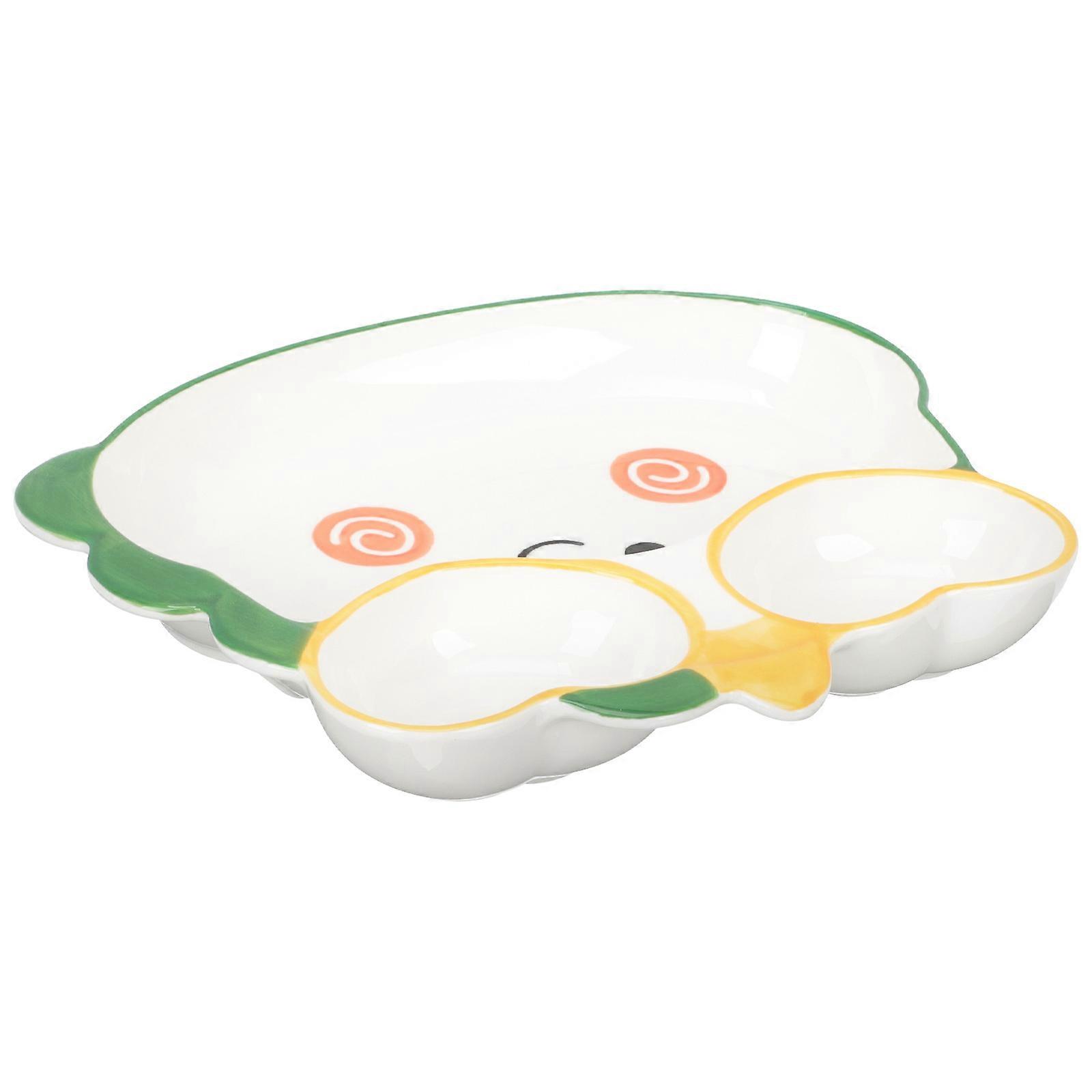 Multi-Functional Ceramic Dumpling Plate Sushi Dish Serving Food For Personal Party 9.43X8.06X1.26in Compact Size 1Pack
