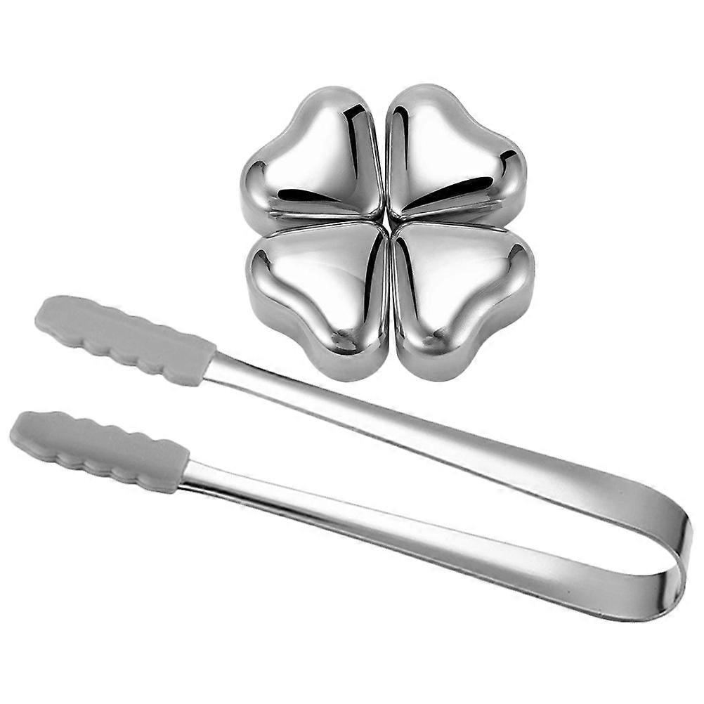Reusable Stainless Steel Ice Cubes for Whiskey Glasses Heart Shaped Bar Accessories 1 Set