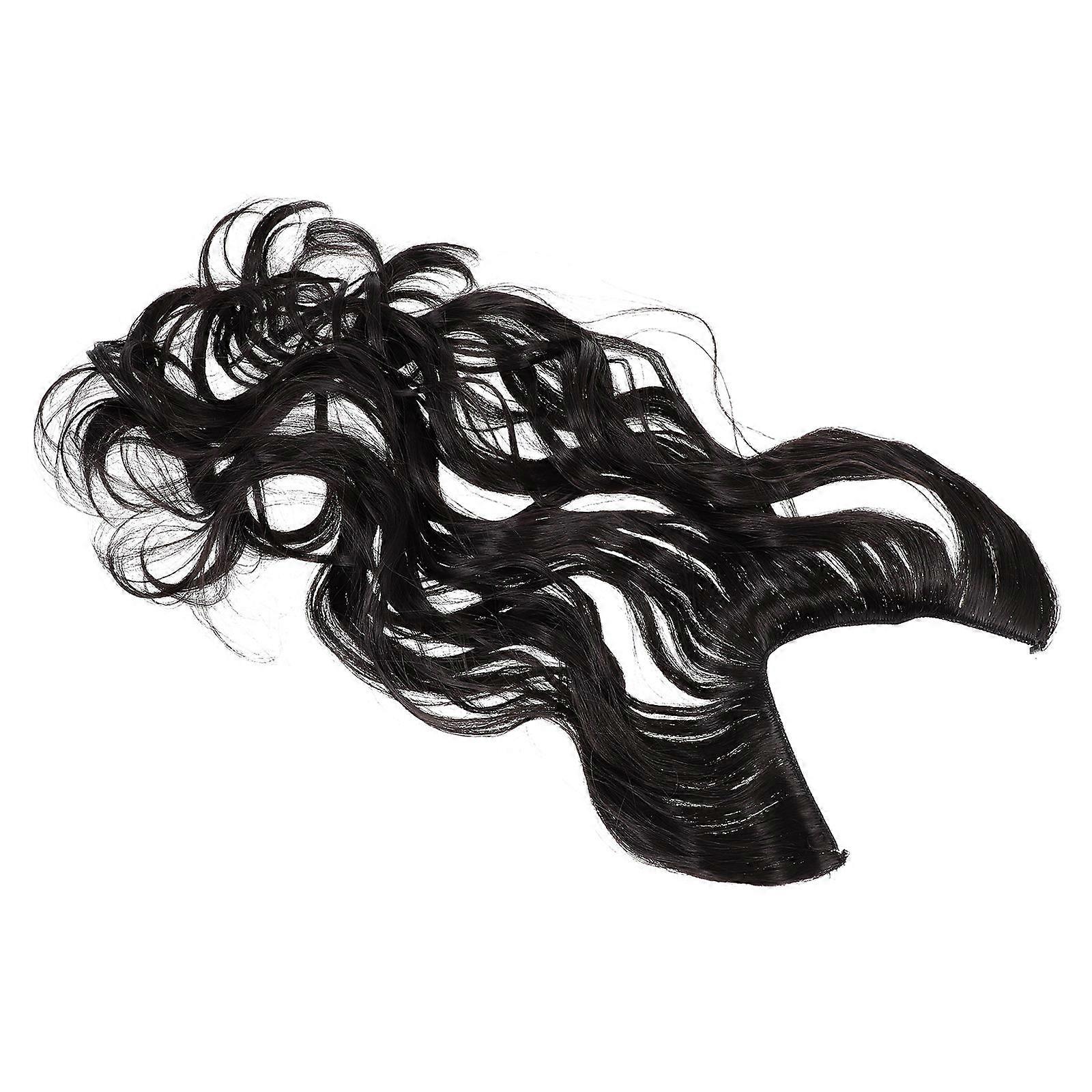 Glamorous Curly Hair Extensions with High Temperature Silk Black for Home Use Fully Fluffy Look 24 inches