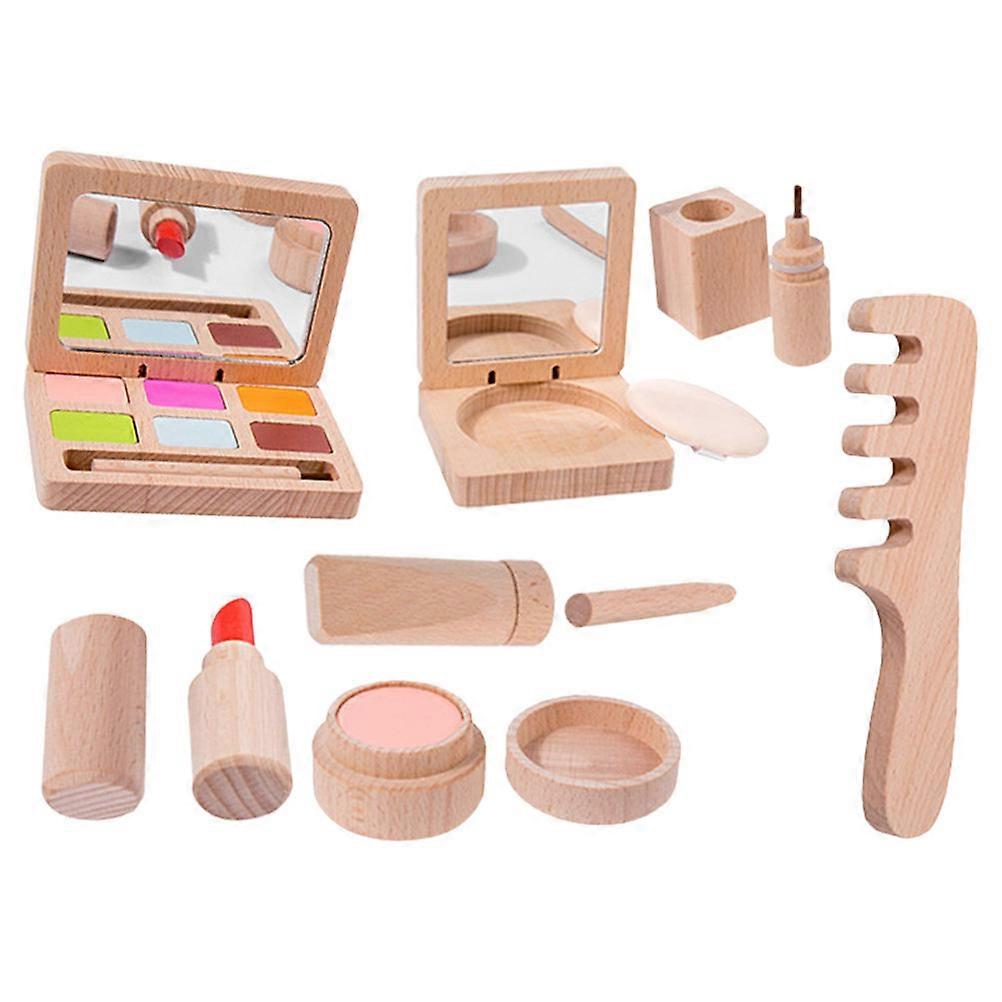 dřevěný kosmetický salon předstírat hru make-up kit s bezpečnými materiály a nápaditými doplňky pro děti od 3 let