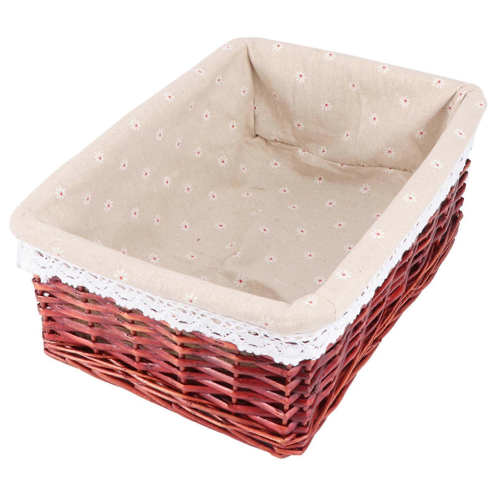 Brown Wicker Storage Basket Daisy Style Kitchen Laundry Organization Woven Rattan Design Sorting Basket For Sundries
