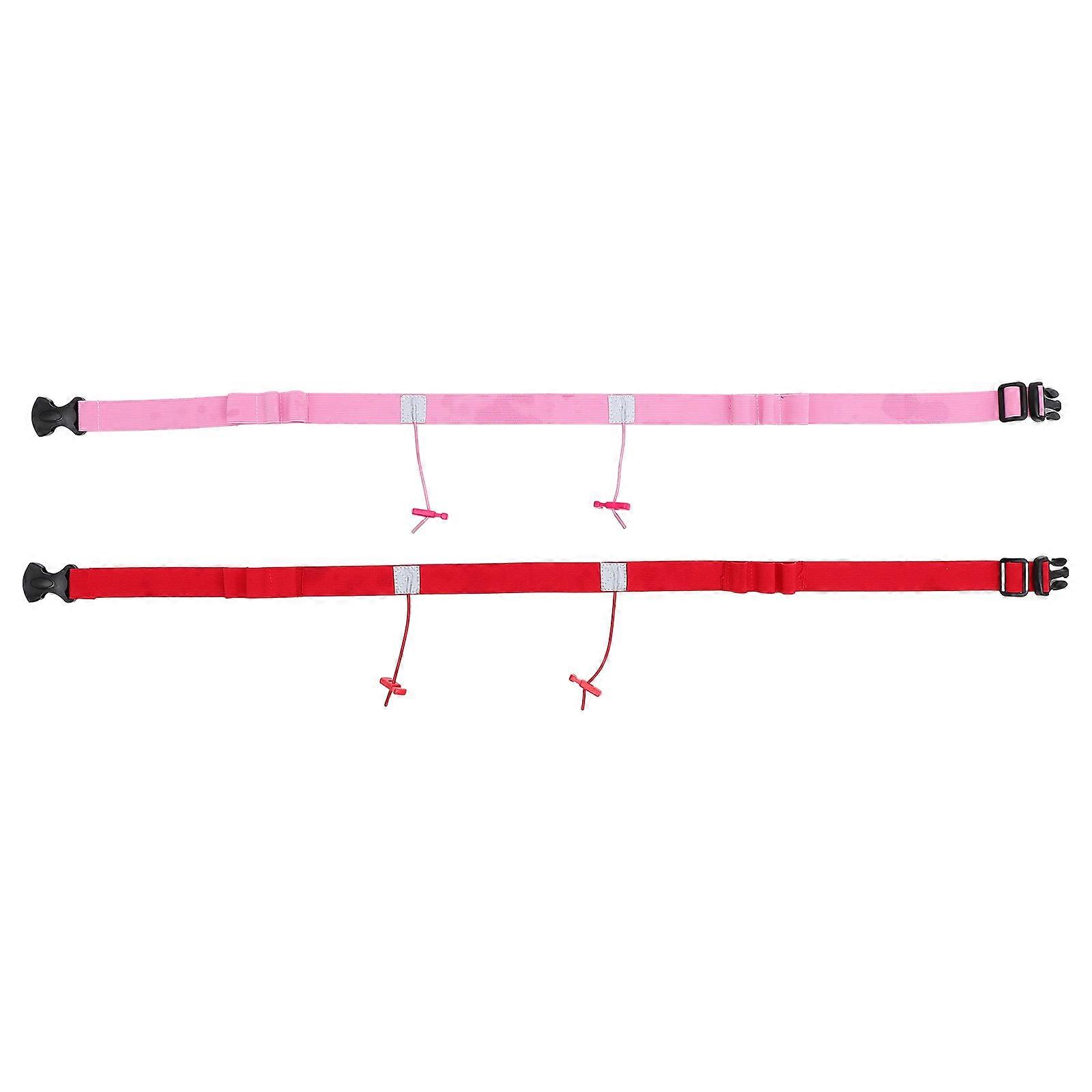 2PCS Race Number Belt Reflective Design Race Belt (Red and Pink)