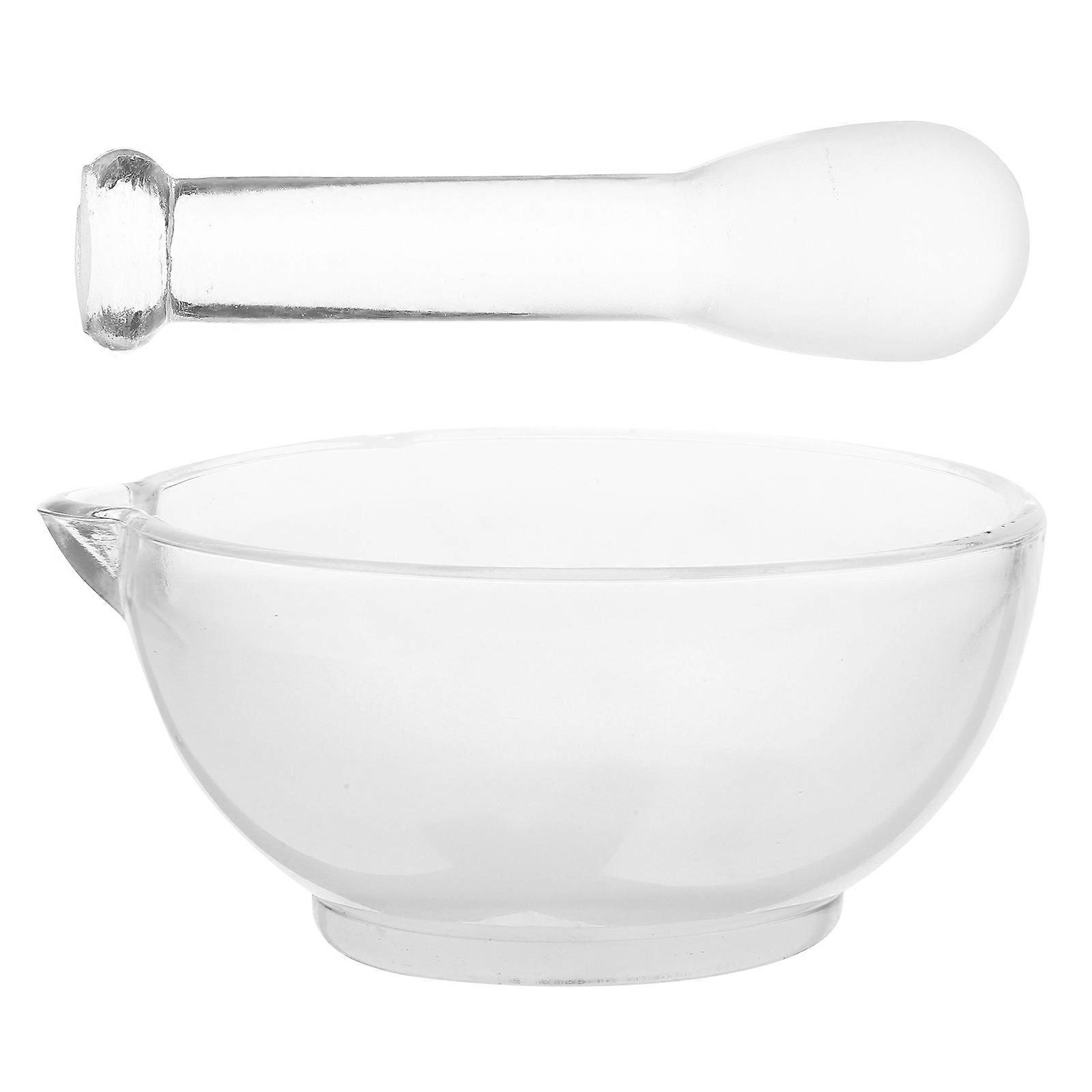 1 Set Spice Pestle Pill Cracker Grinder Bowl Mixer Transparent Glass Mortar And Pestle Grinding Tool Lab Small