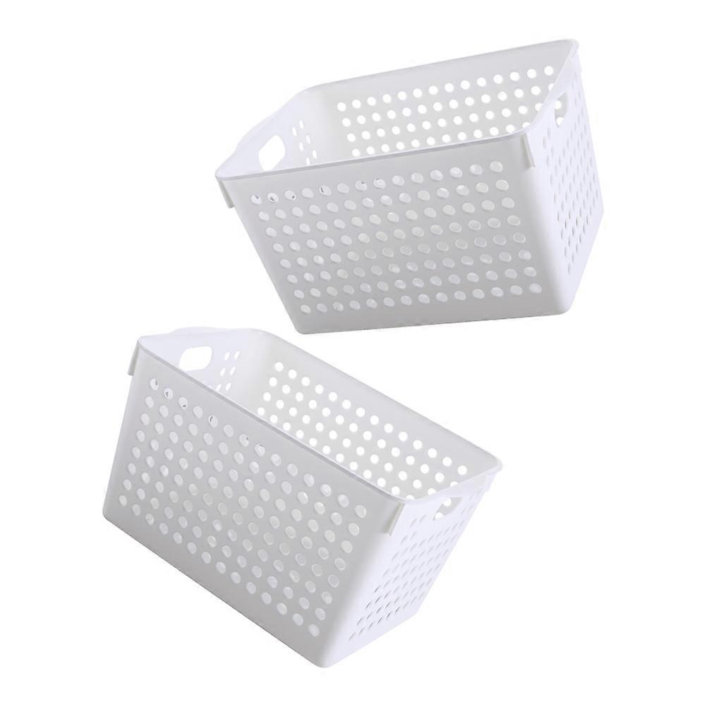 White PP Material Storage Box for Home Organization 2 Pieces Desktop Organizer Basket