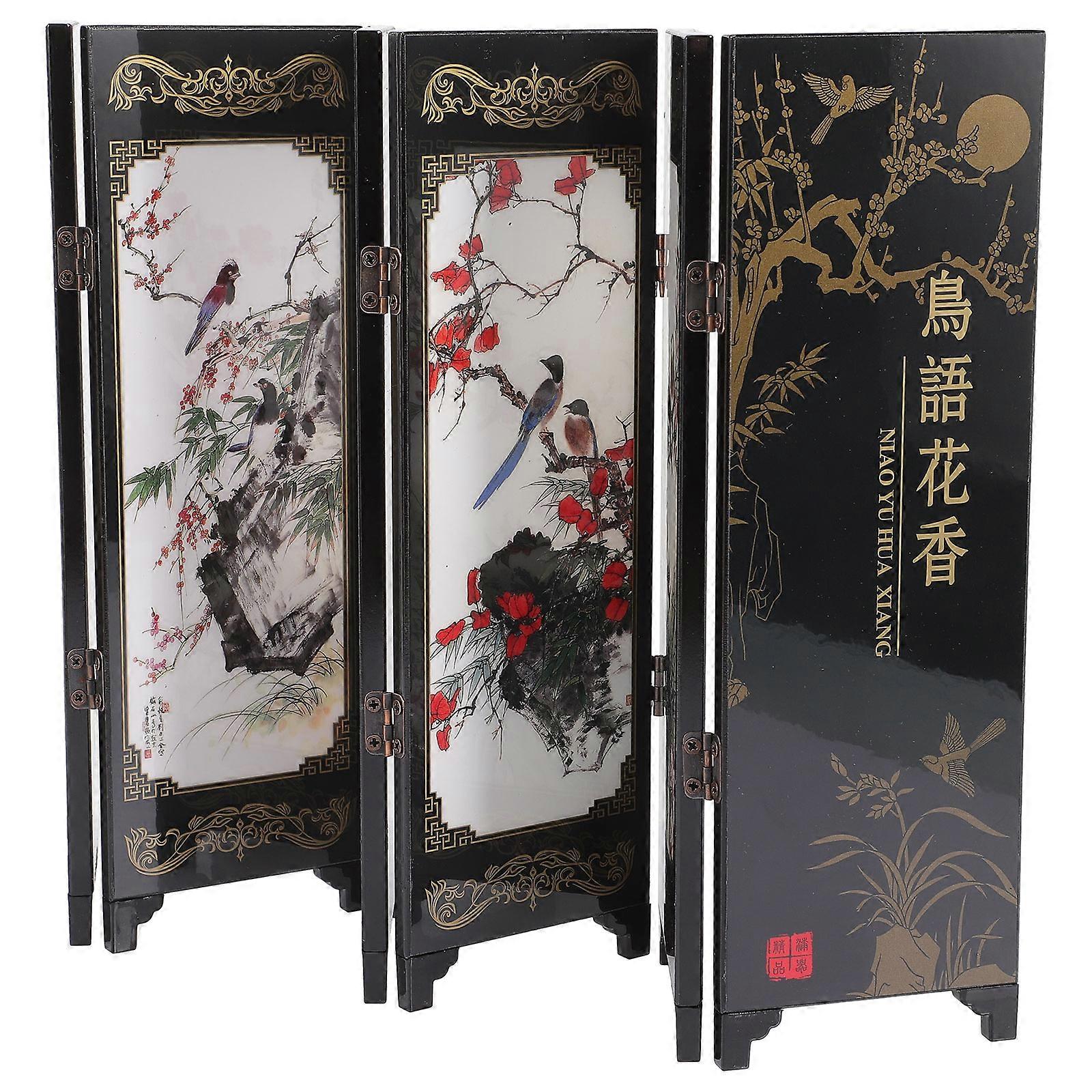 1 Set Mini Decorative Folding Screen Divider for Home Office Lightweight Space Saving Room Partition for Apartment and Office Decoration
