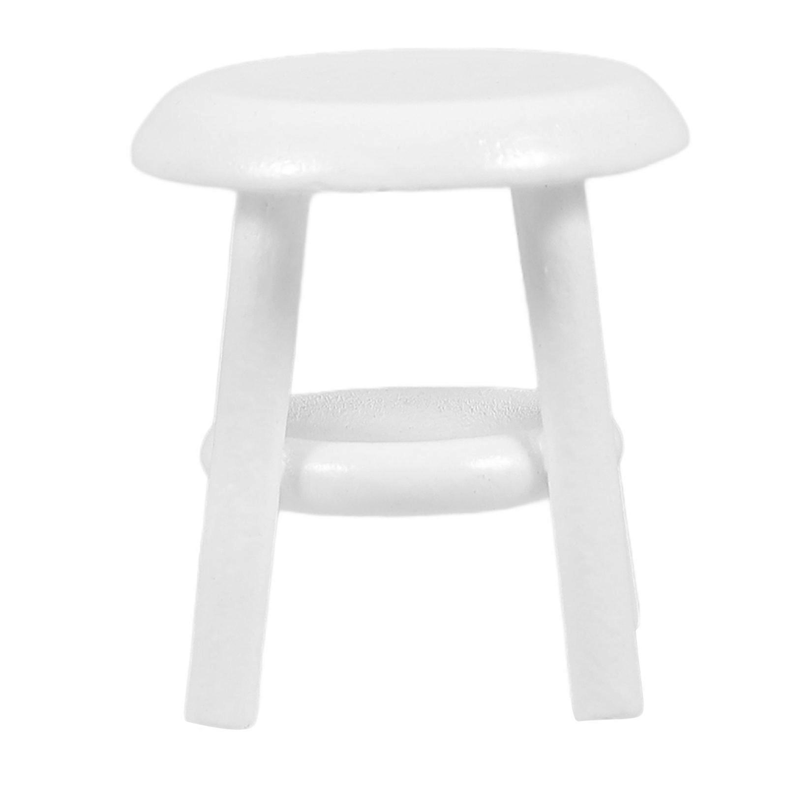White Birch Mini Stool for Doll House Decoration with Realistic Design and Round Edges 1.5 x 1.5 inches