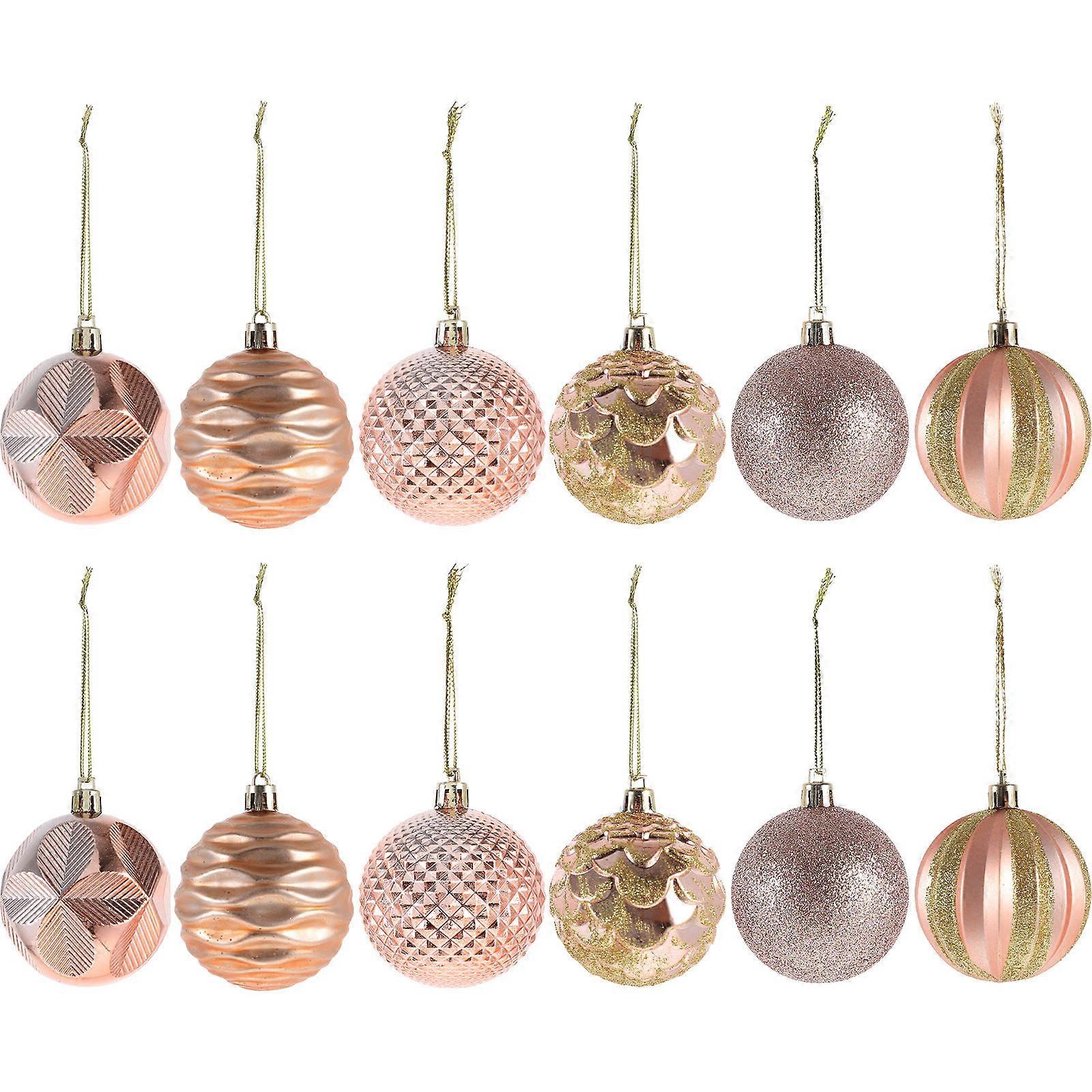 ローズゴールドラウンドクリスマスボールオーナメントクリスマスツリー装飾お祝いサイズ6cm用12個