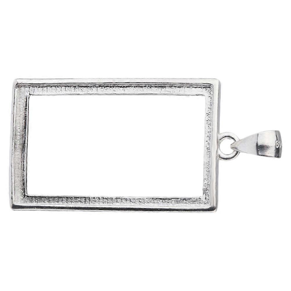 Silver Open Bezel Pendant for Jewelry Making Square Hollow Frame Charms with Loop 0.5 inches