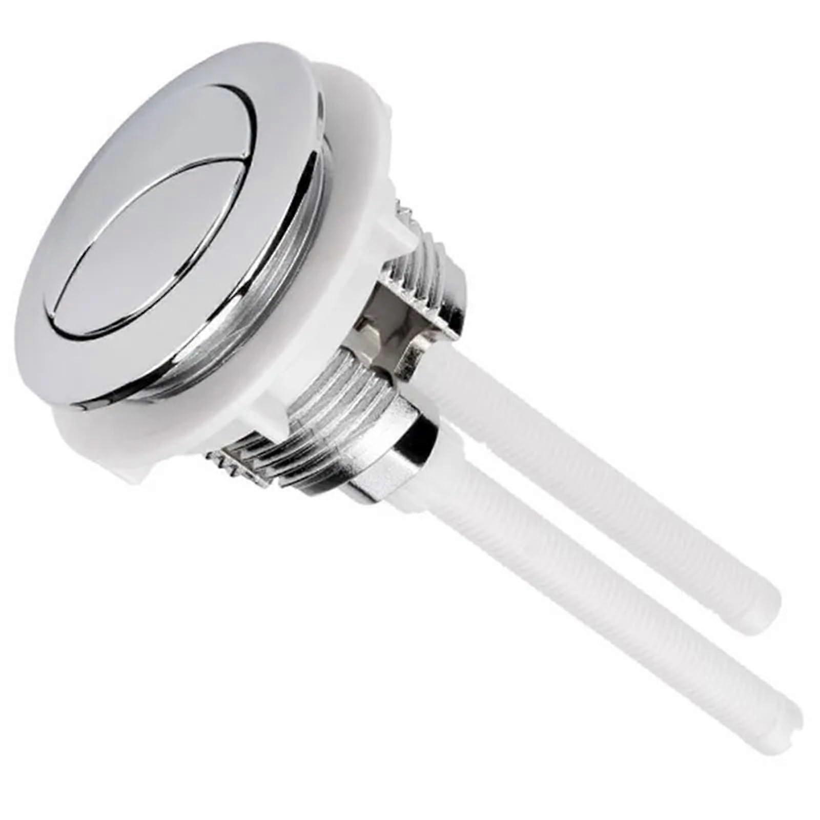 Toilettenknopf 4 Stück Doppeldruckknopf-Spülung, Doppelte Halbmondform, 2 Stangen, Wassertankventil, Silber