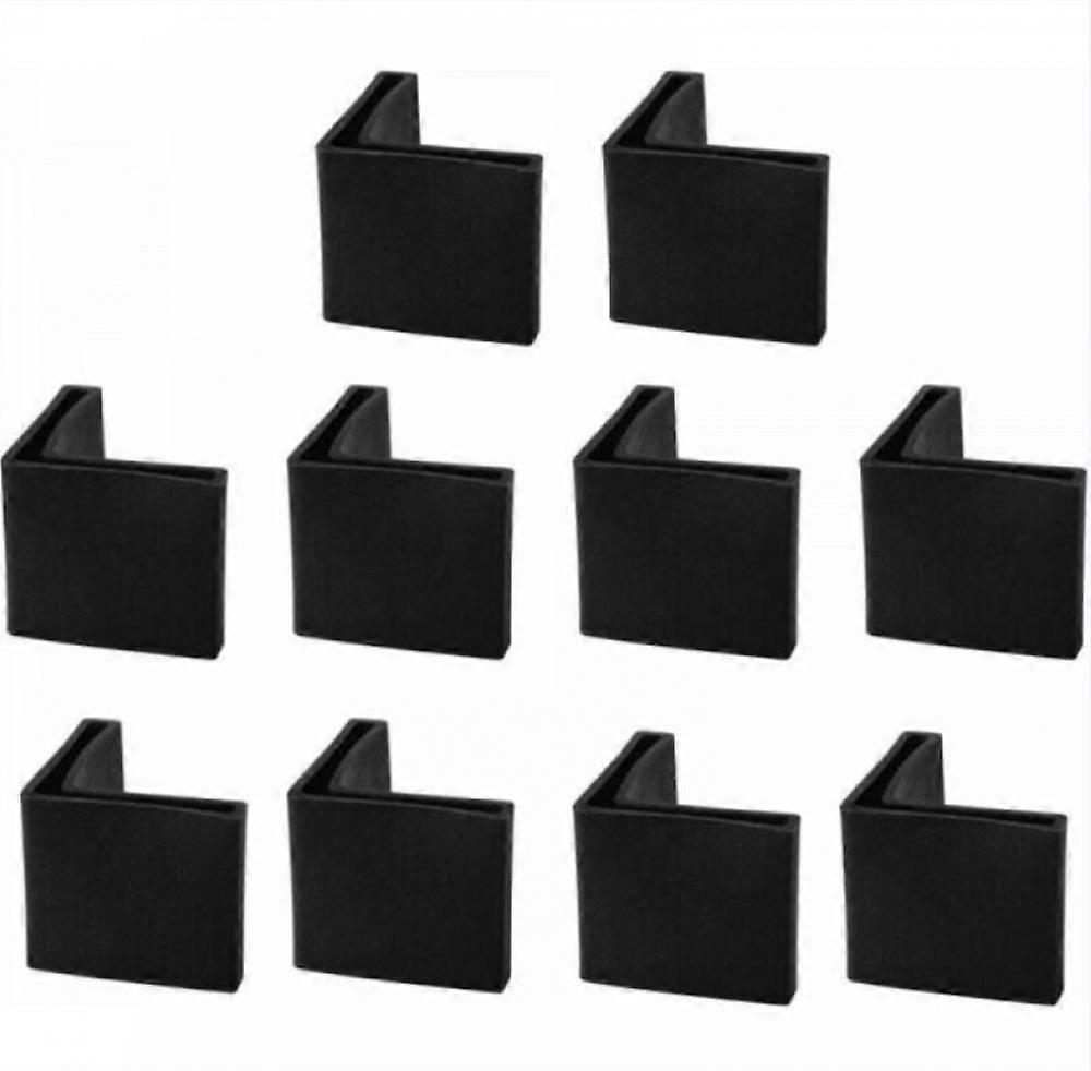 Black 35mm x 35mm 10pcs Chair Leg Caps Iron Angle L Shape Furniture Table Glide End Cap Corner Protector Plastic