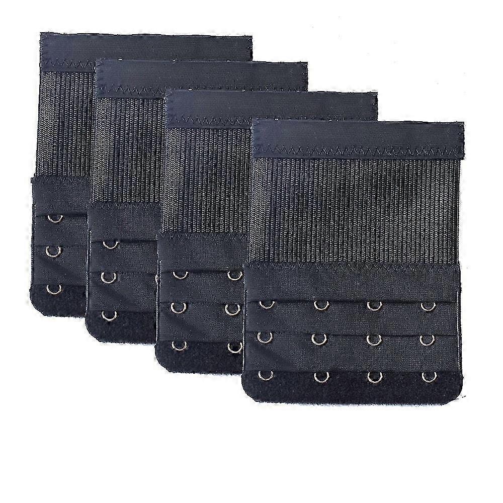 4PCS (black) Bra Extensions 4 Hook Bra Extenders 4 Hook Elastic Bra Fasteners