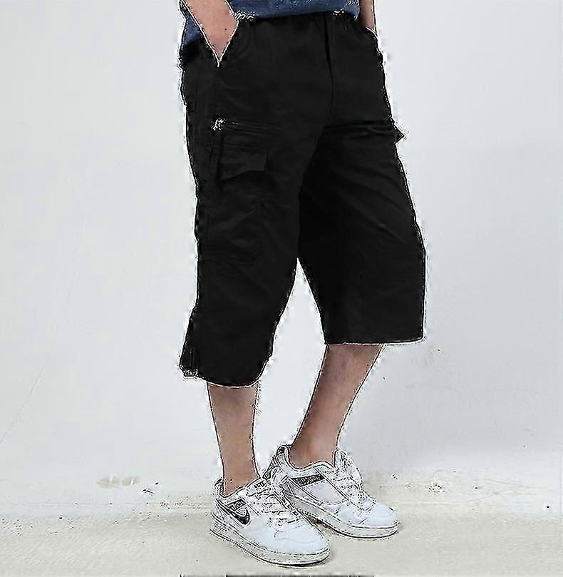 Mens Long Cargo Shorts Durable Cotton Work Shorts with Multi Pockets