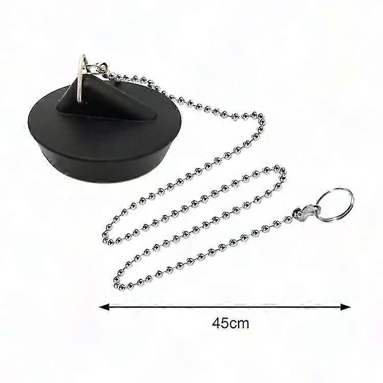1PC Rubber Sink Stopper with Chain, Drain Plug for Kitchen or Bathroom Sink