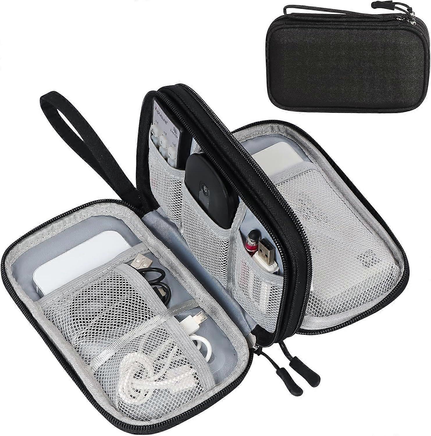 Travel Cable Organizer Pouch Electronic Accessories Carry Case Portable Waterproof Double Layers All-in-One Storage Bag for Cord, Charger, Phone, Earp