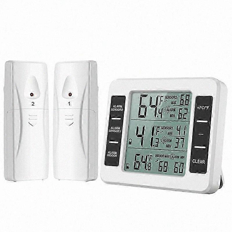 Wireless Refrigerator Thermometer Digital Freezer Thermometer Temperature Monitor with 2 Sensors fo