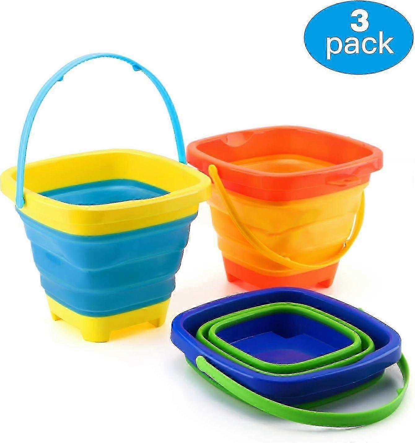 Beach Bucket Sand Toy, Kids Foldable Sand Bucket Expandable Sand Pail Square for Beach