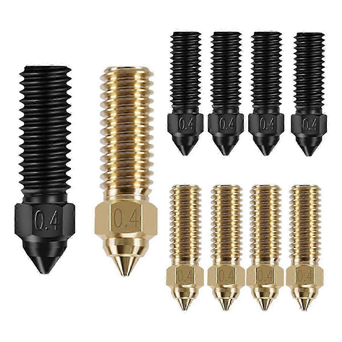 5PCS Hardened Nozzles and 5PCS Brass Nozzles High Temperature Pointed Wear Resistant Nozzle for K1/K1 Max 0.4mm
