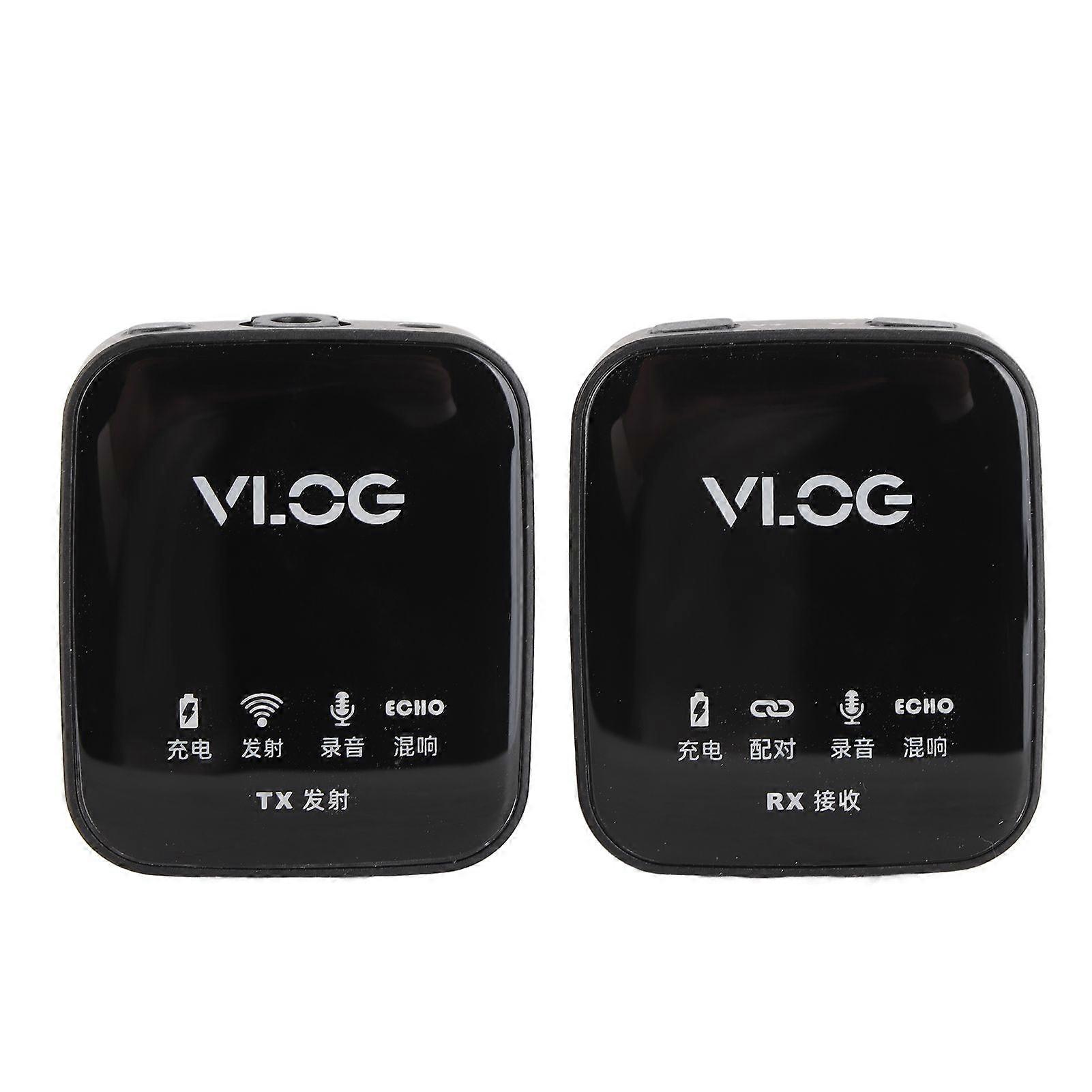 Wireless Lapel Microphone Stereo Noise Canceling Collar On Microphone for Live Streaming Video Recording Two Way Monitoring