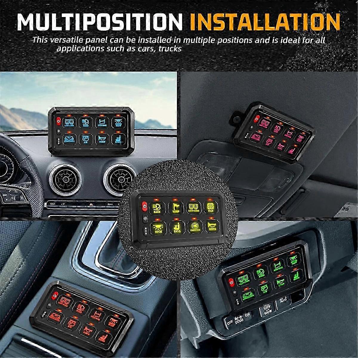 8 Gangs Universal LED Switch Panel APP Control for Car Truck Offroad