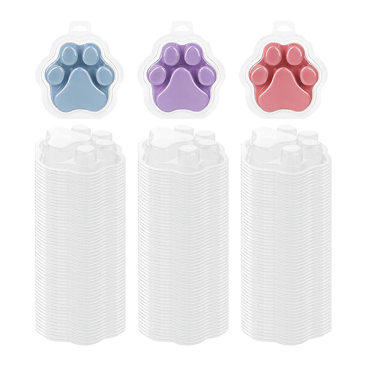 100 PCS Wax Melt Molds Cat'S Claw Shaped Wax Melt Clamshells Clear Empty Cube Tray Molds for Wickless Tarts Candles