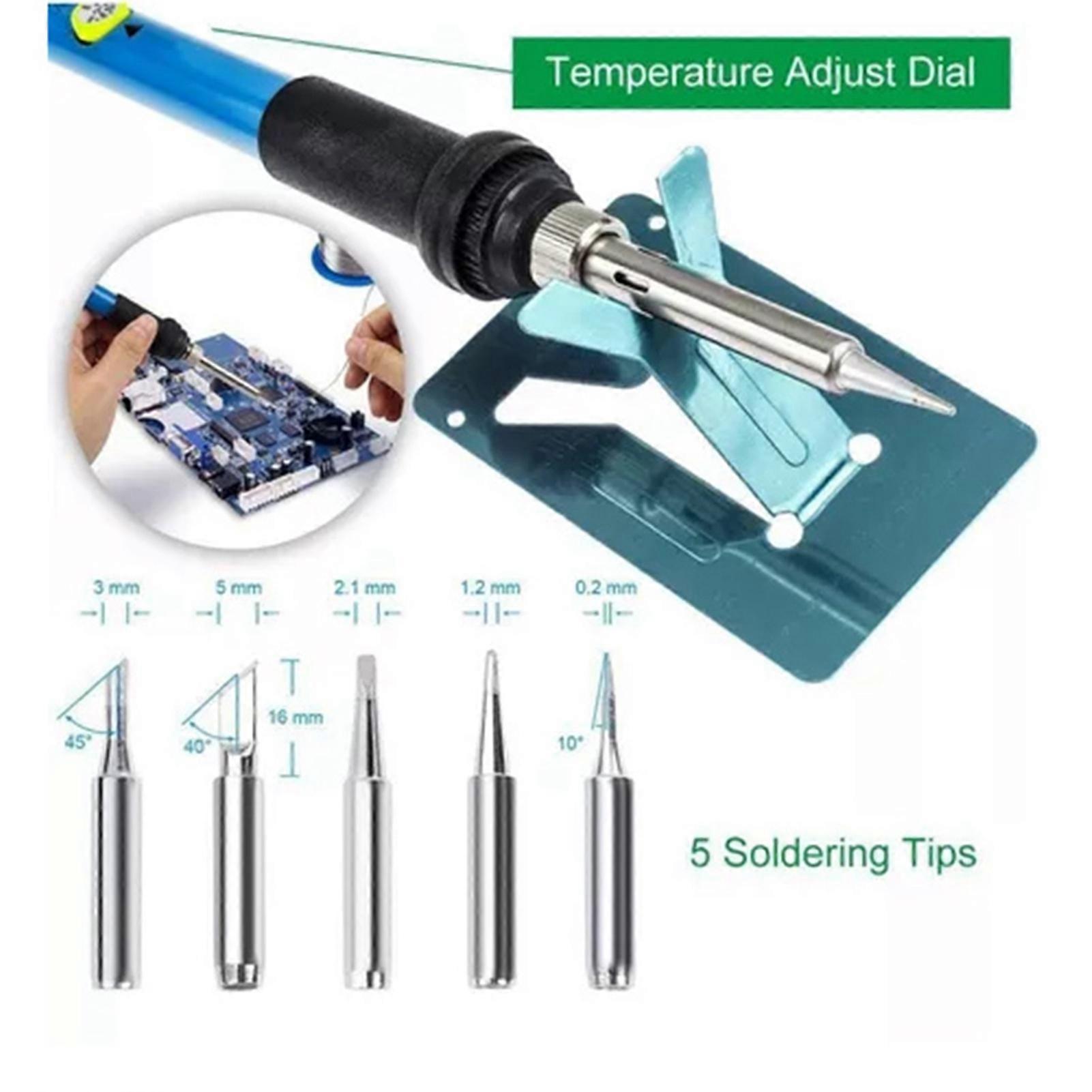 60W Adjustable Temperature Soldering Iron Kit with 5 Tips