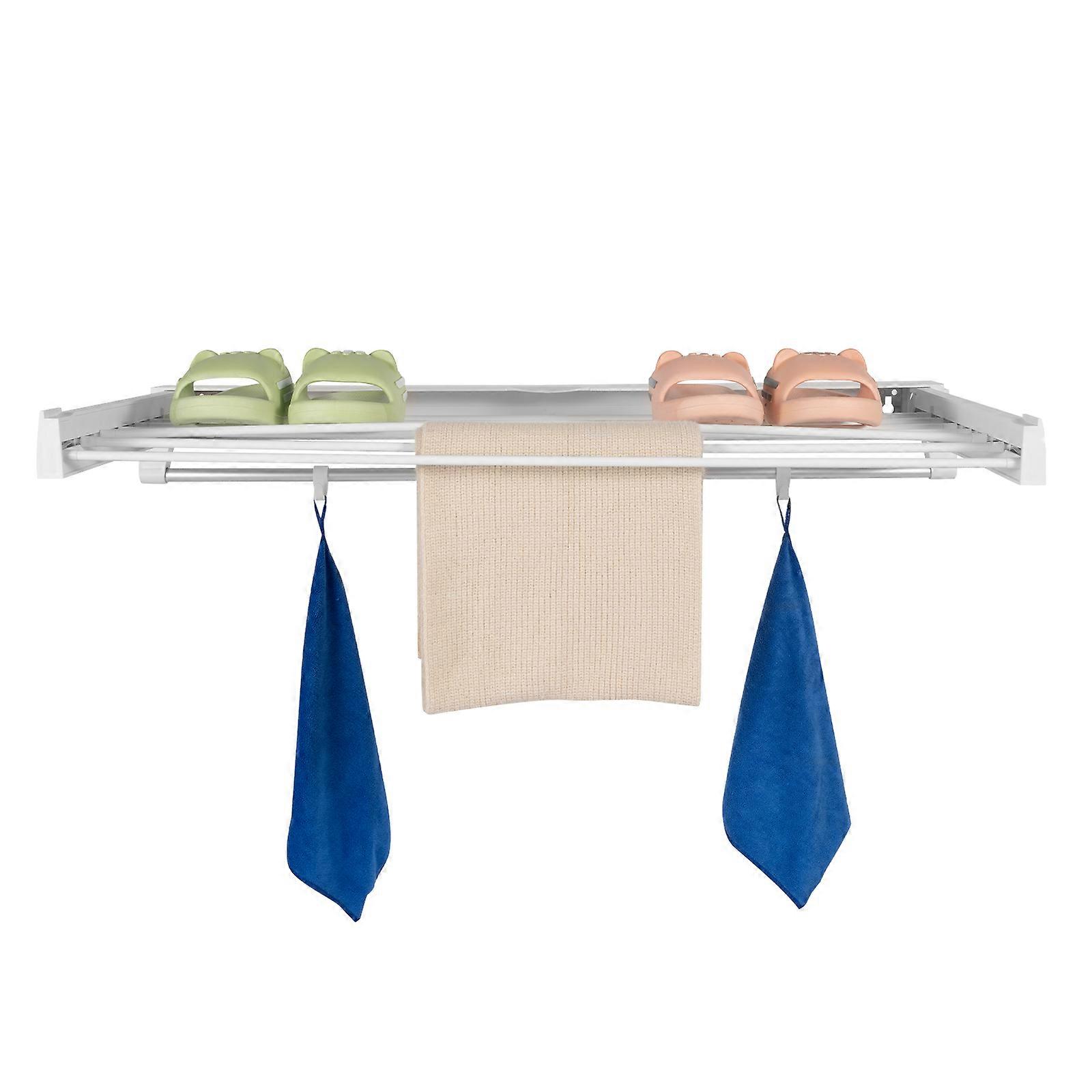 White Wall Mount Foldable Clothes Rack Retractable Clothes Drying Rack
