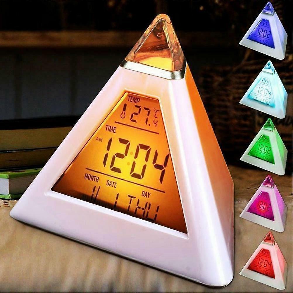 Electric LED Triangle Alarm Clock 10x10x10CM Color Changing
