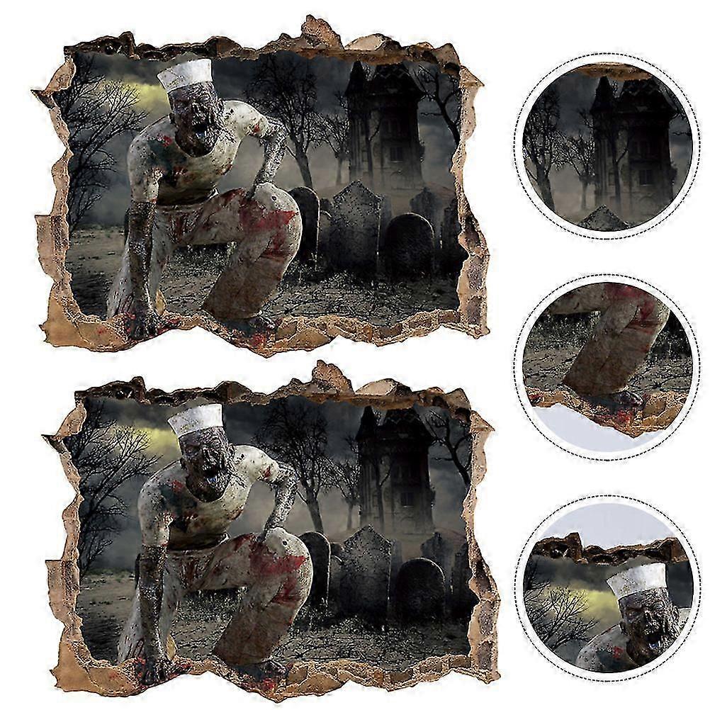 Halloween Wall Stickers Removable 3D Effect Wall Decal Grey 45x60cm 2Pack