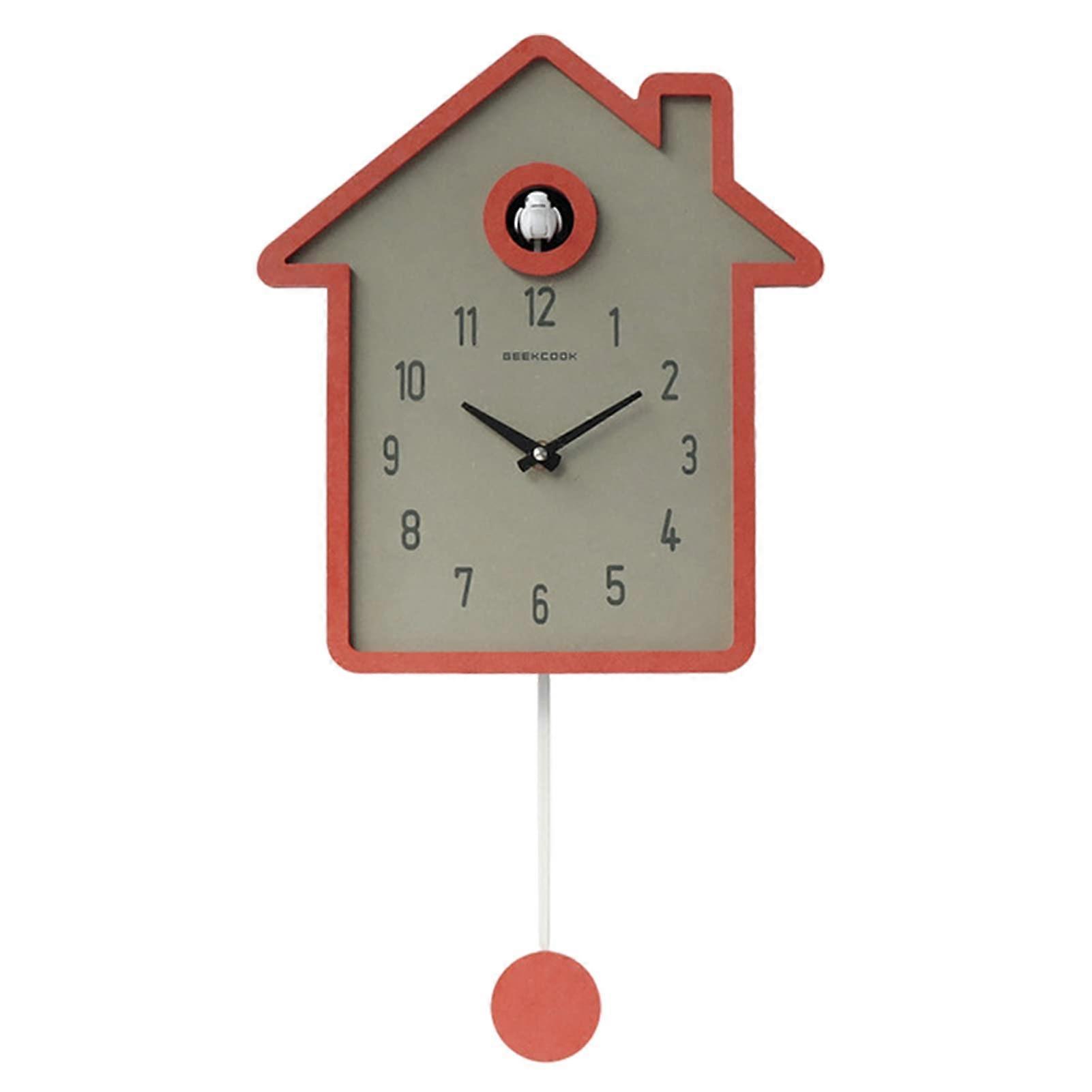Modern Cucu Wall Clock Wooden Pendulum Clock, Small Bird Design, Cuckoo Voices, Simple Fashion Style