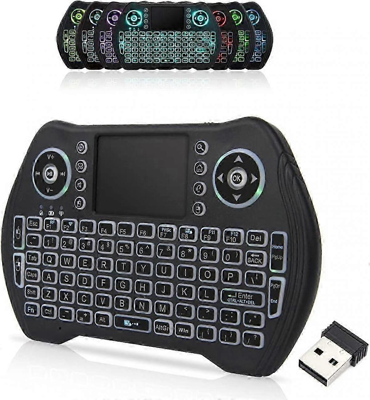 Backlit 2.4GHz Mini Wireless Keyboard Remote Control with Touchpad Mouse Combo with USB Dongle Rechargeable Li-ion Battery