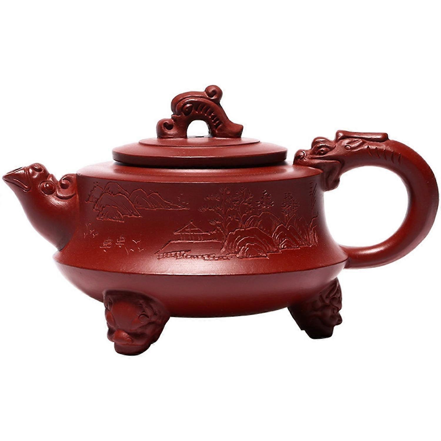 Teapot Tea Hand Big Red Three Legged Dragon Statue Kung Fu Teapot