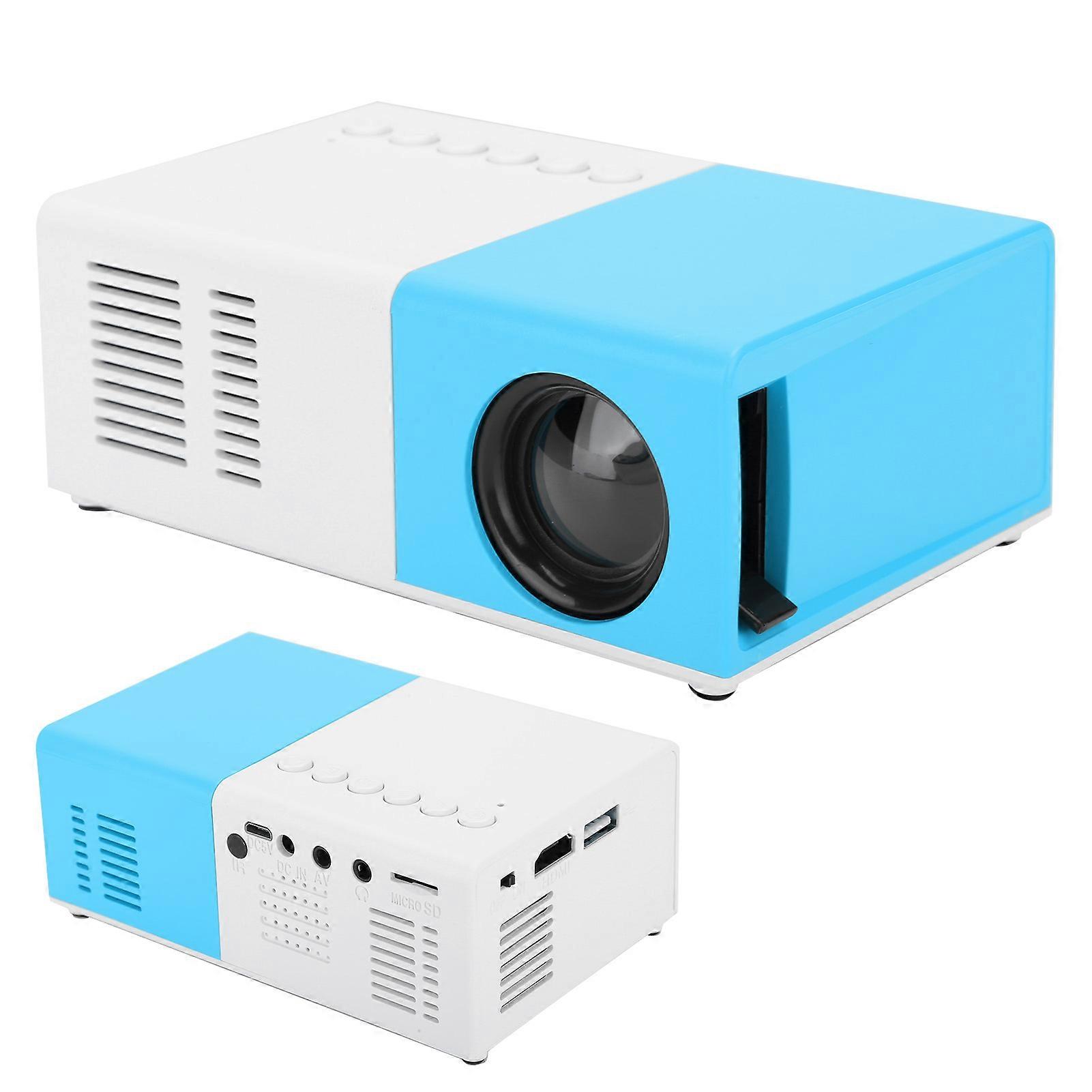 J9 Mini Portable LED Projector 1920x1080p White Blue US Plug